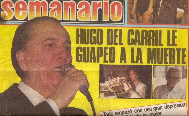 Prensa al salir de internacion de Hugo del Carril, diarios