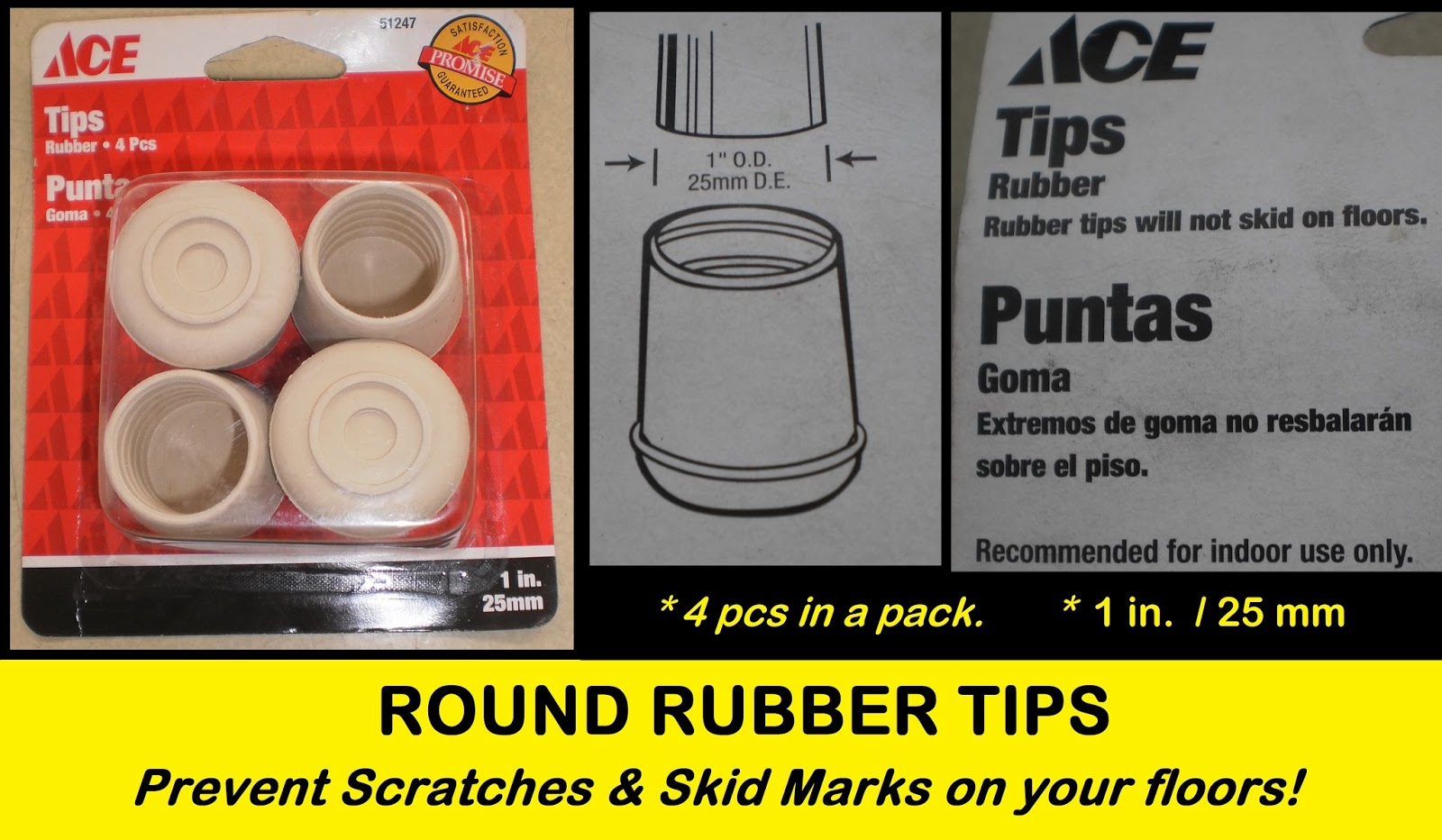 Get FUNtastic Deals! Ace ROUND RUBBER TIPS FOR FURNITURE LEGS