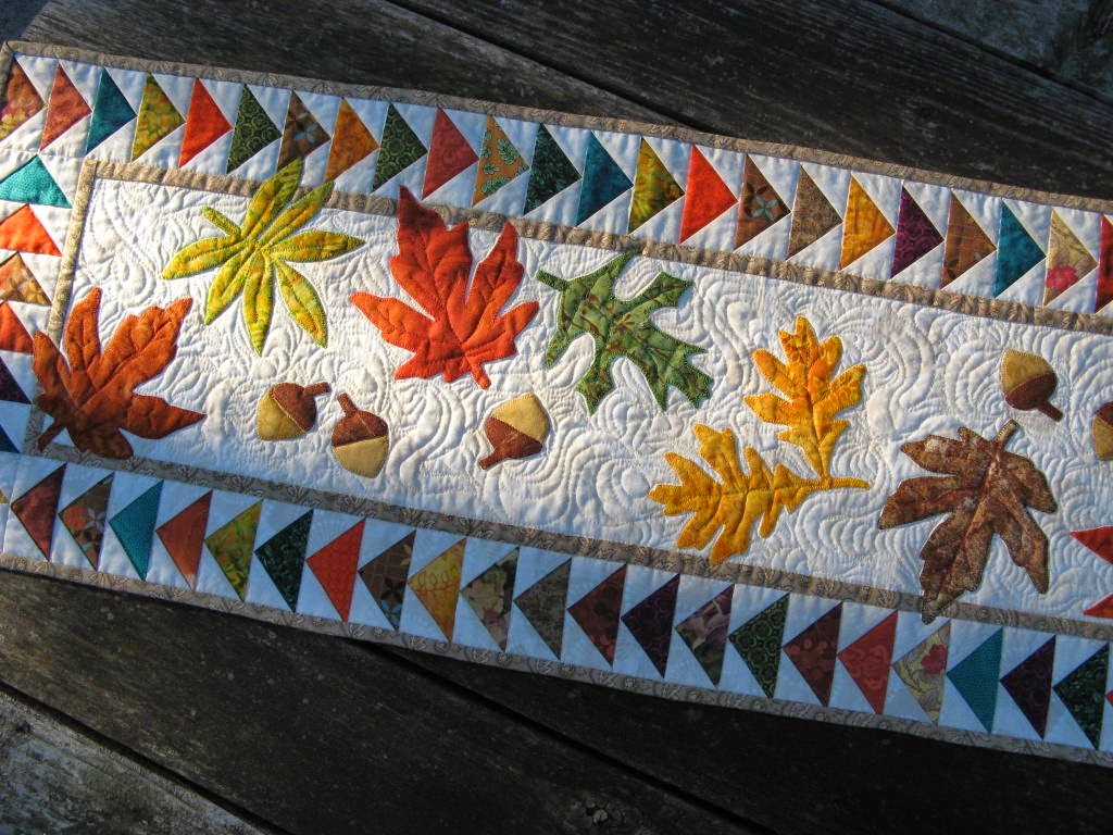 Stitching With 2 Strings The autumn table runner is finished!