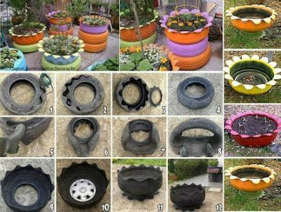 Ideas para el jardín con neumáticos reciclados