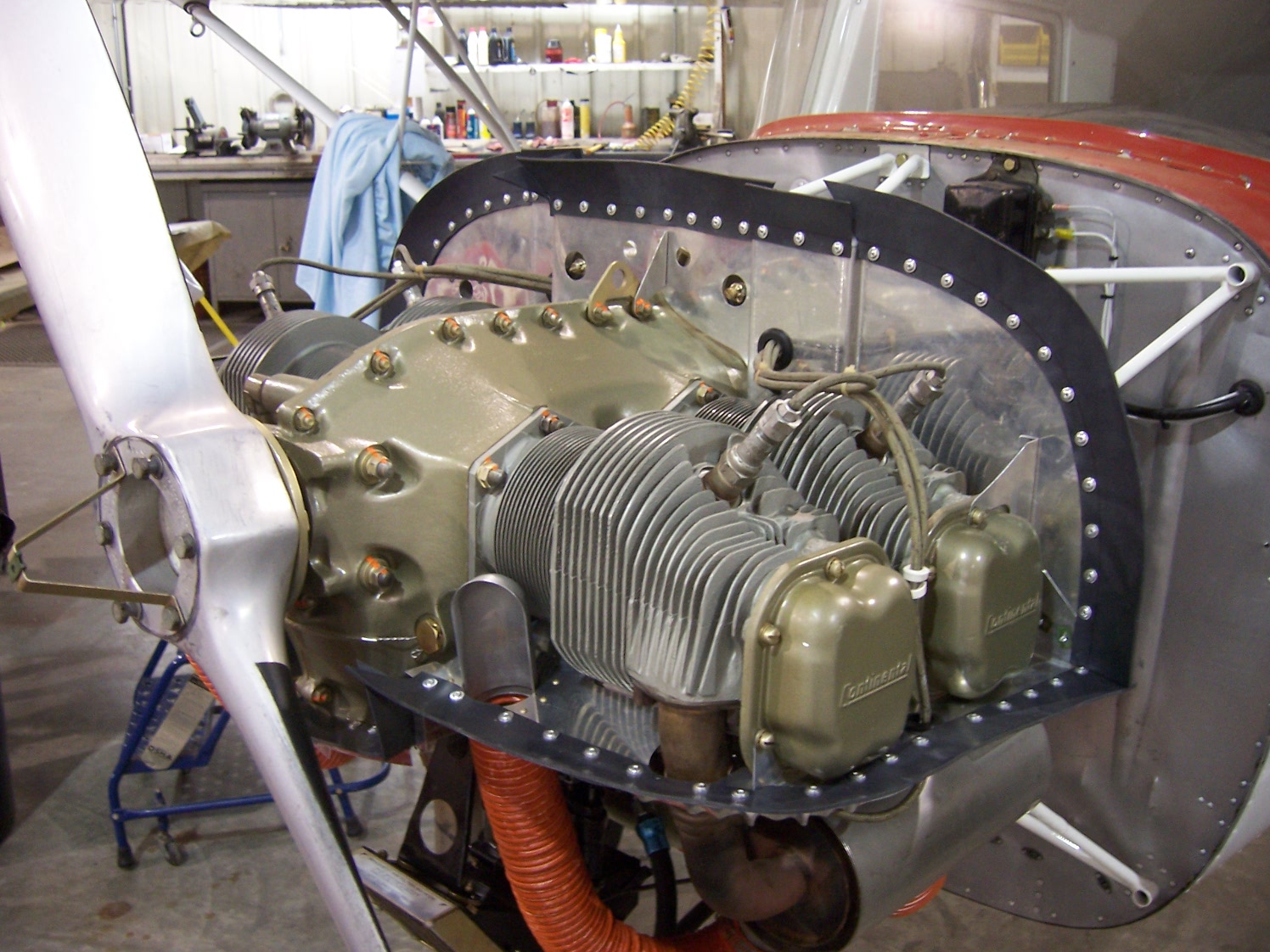 N2496N, '47 Cessna 120 Engine baffling.