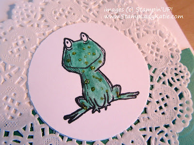 Thank-you card made with the frog image from StampinUP!'s Love You Lots stamp set