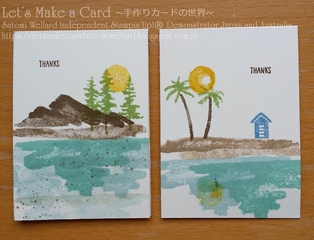 Occasions catalogue Waterfront mini thank you cards Satomi Wellard-Independent Stampin’Up! Demonstrator in Japan and Australia, #su, #stampinup, #cardmaking, #papercrafting, #rubberstamping, #stampinuponlineorder, #craftonlinestore, #papercrafting, #handmadegreetingcard, #greetingcards  #thankyoucard #waterfront #occasionscatalogue #beachside #mountainandlake  #スタンピン　#スタンピンアップ　#スタンピンアップ公認デモンストレーター　#ウェラード里美　#手作りカード　#スタンプ　#カードメーキング　#ペーパークラフト　#スクラップブッキング　#ハンドメイド　#オンラインクラス　#スタンピンアップオンラインオーダー　#スタンピンアップオンラインショップ #動画　#フェイスブックライブワークショップ　#オケージョンカタログ　#サンキューカード　#ミニカード　#ウォーターフロント