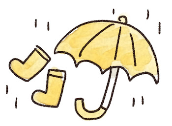 雨のイラスト「傘と長靴」