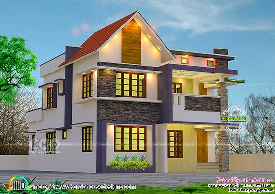 Cute double storied Kerala home 2648 sq-ft