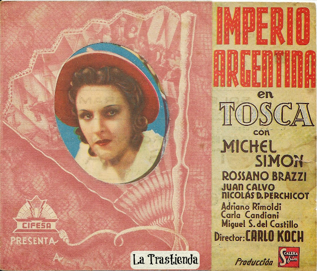 Tosca - Folleto de mano - Imperio Argentina - Rossano Brazzi