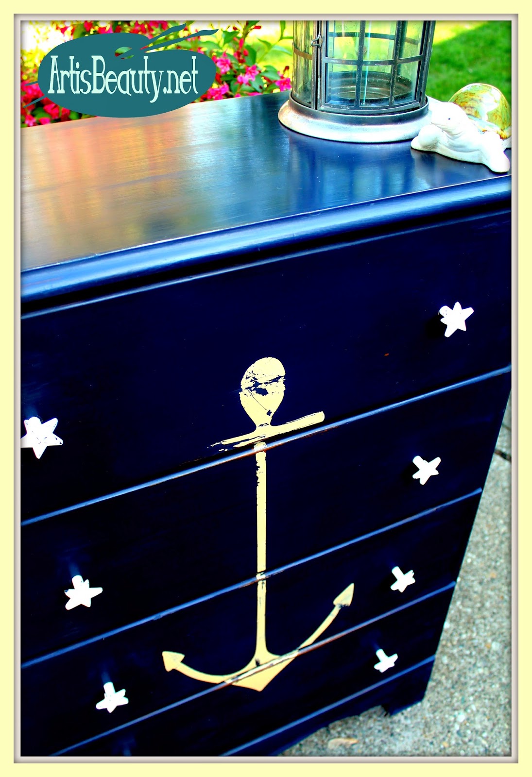 ART IS BEAUTY Vintage ANCHOR Nautical COASTAL dresser MAKEOVER