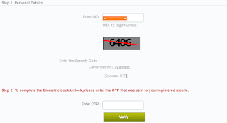 aadhar card lock/unlock biometrics OTP Verify