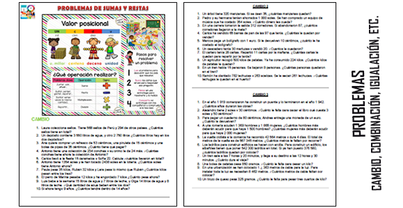 Problemas de cambio, combinación, igualación, comparación... ~ RUTAS ... Problemas de cambio, combinación, igualación, comparación... ~ RUTAS ...