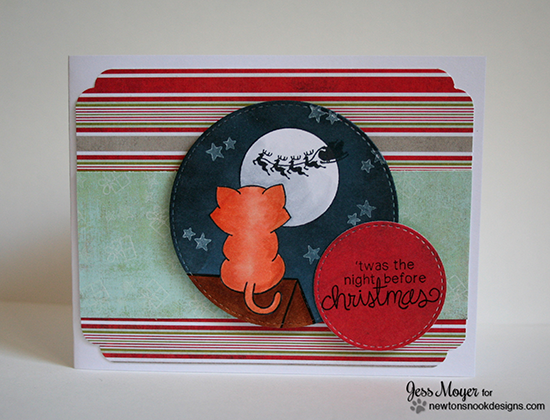 Night before christmas kitty card by Jess Moyer for Newton's Nook Designs - Newton's Curious Christmas Cat stamp set