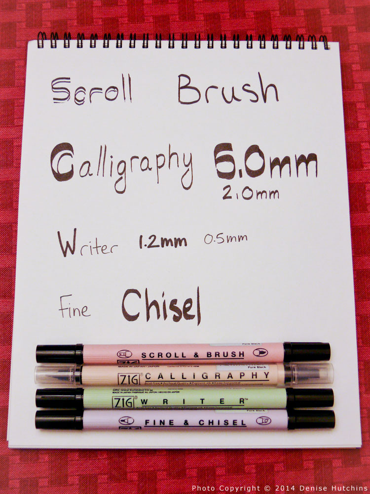 Written Examples of the ZIG Pen Capabilities
