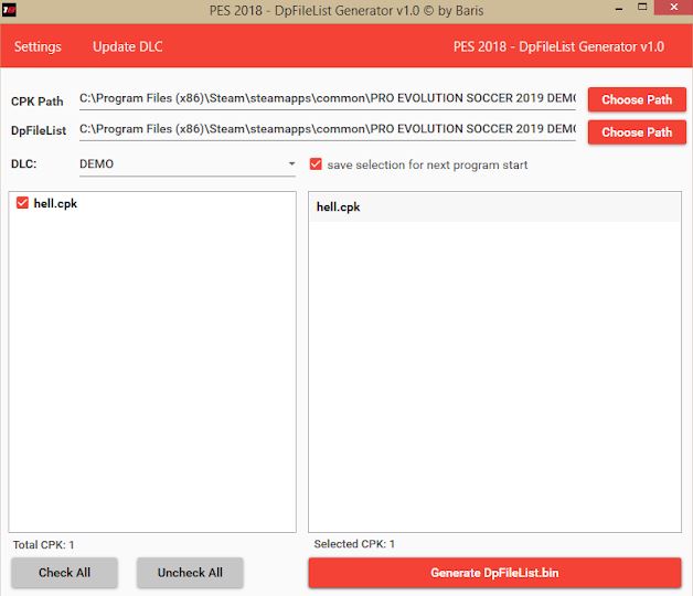 Pes 2019 Demo Dpfilelist Generator Tool V1 0 By Baris Micano4u Full Version Compressed Free Download Pc Games