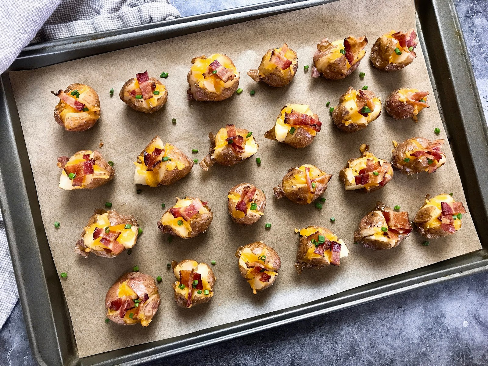 Stuffed Mini Potatoes with Cheddar and Bacon