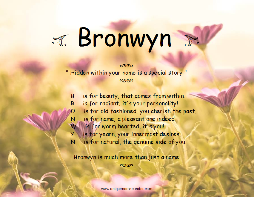 Bronwyn Unique Name Creator
