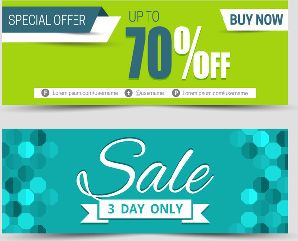 Sales banners sets with contrasted backgrounds Free vector