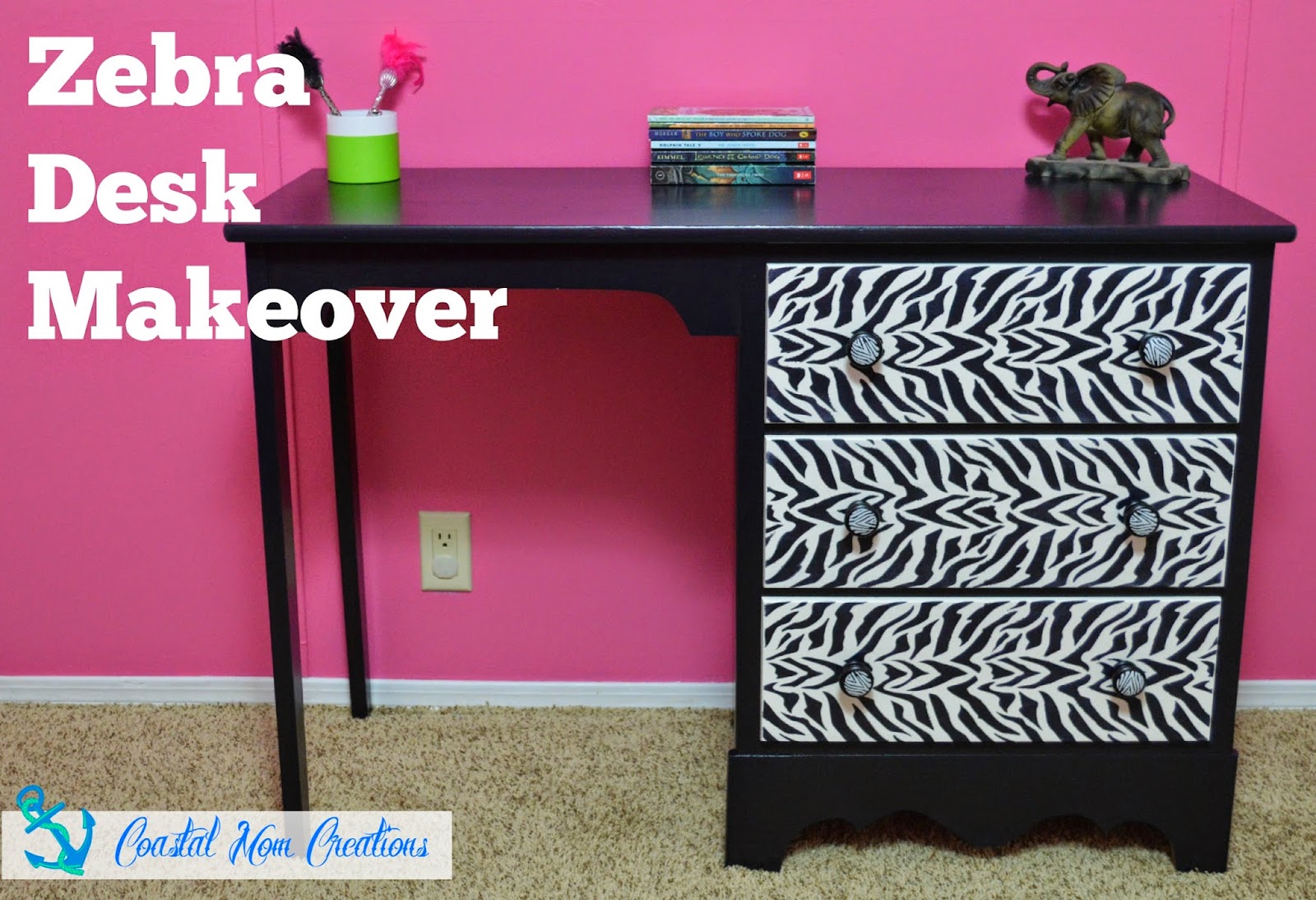 Desk Accessories Pink Zebra Desk Accessories