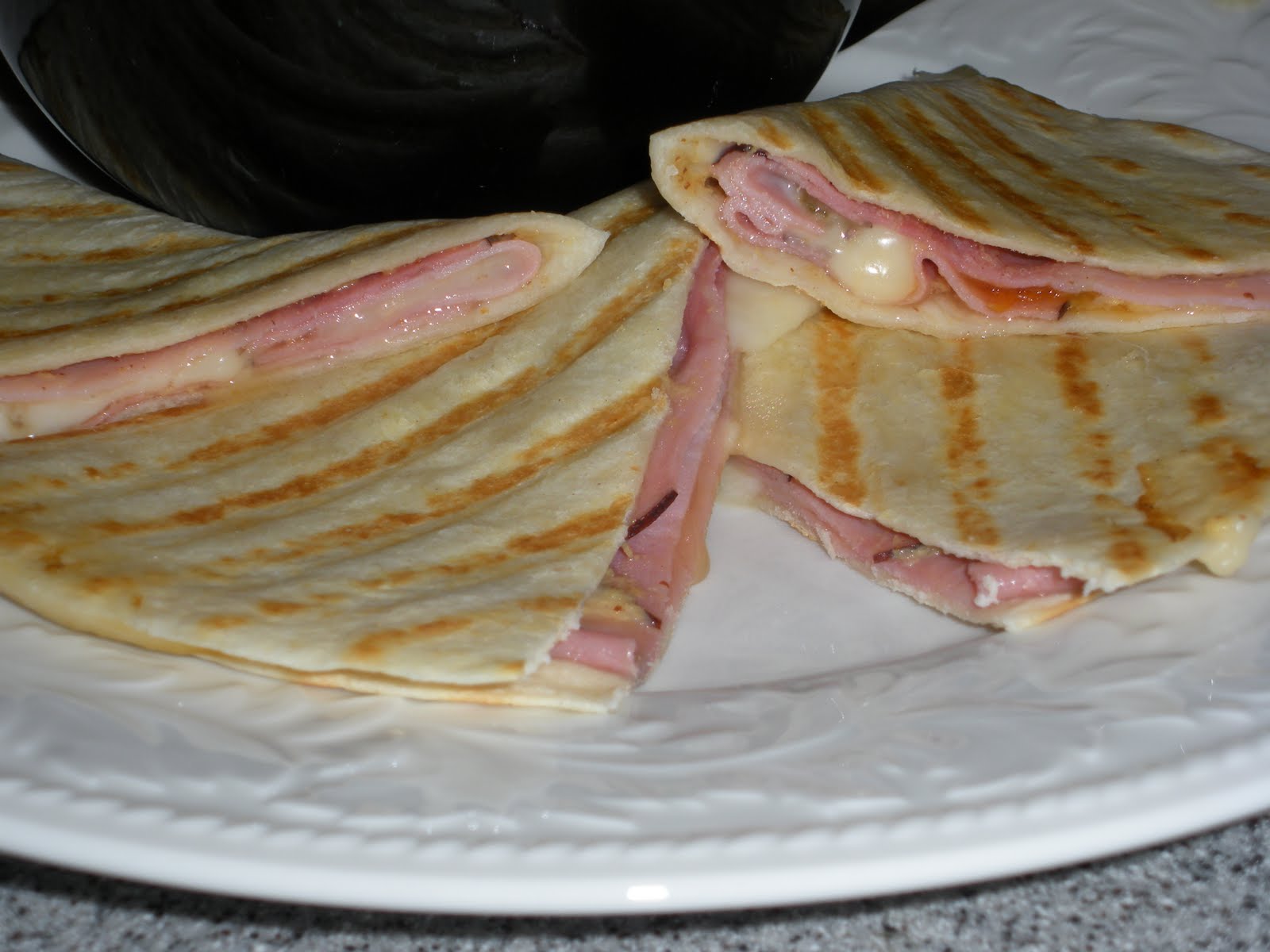 NOT A REAL HOUSEWIFE Peachy Ham Quesadilla