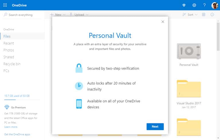 Add an extra layer of security to your Personal Vault