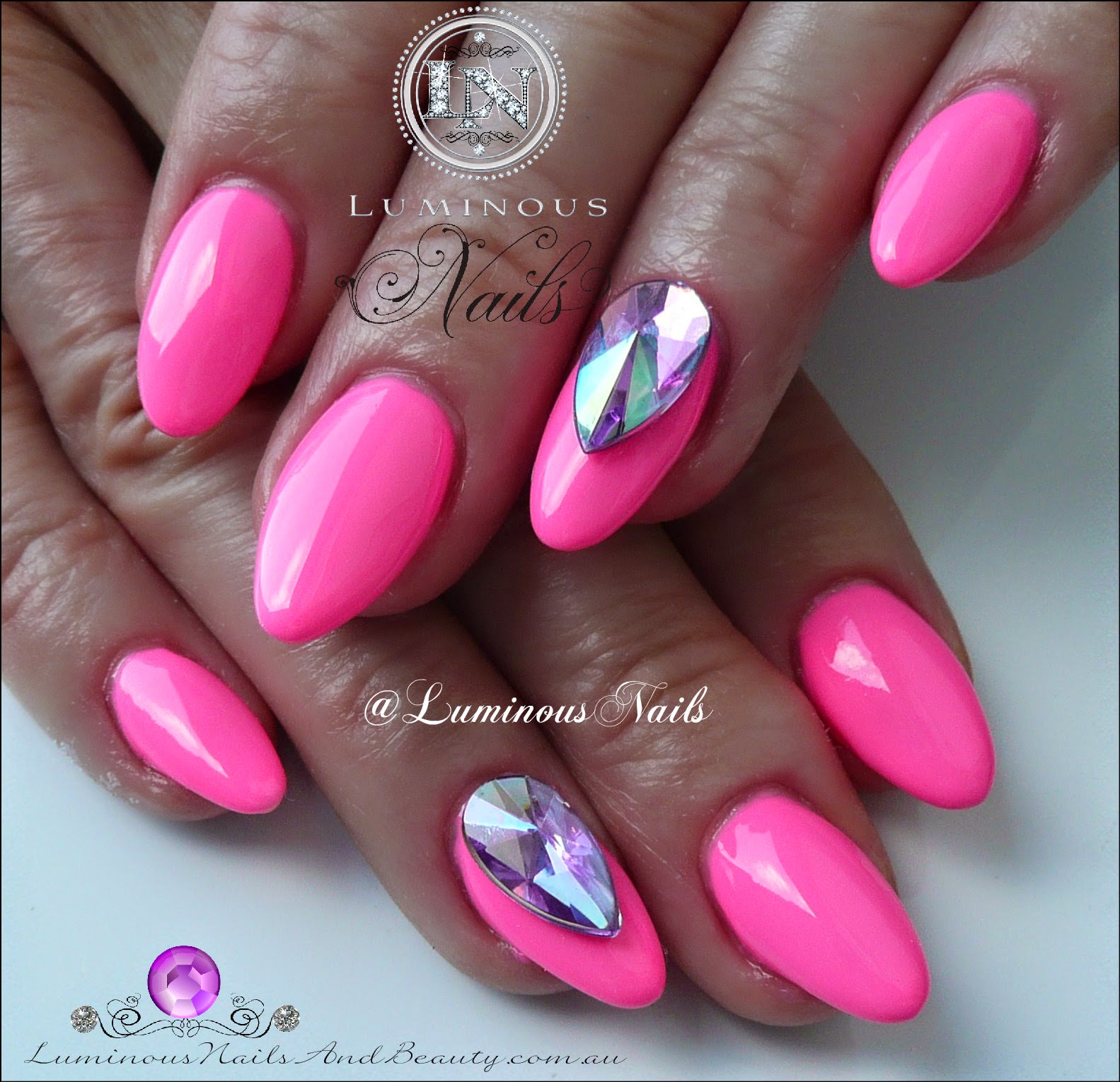 purple nail designs with rhinestones
