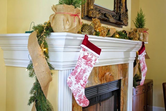 Red Toile Stockings-The Comforts of Home-Christmas Edition- How I Found my Style Sundays- From My Front Porch To Yours