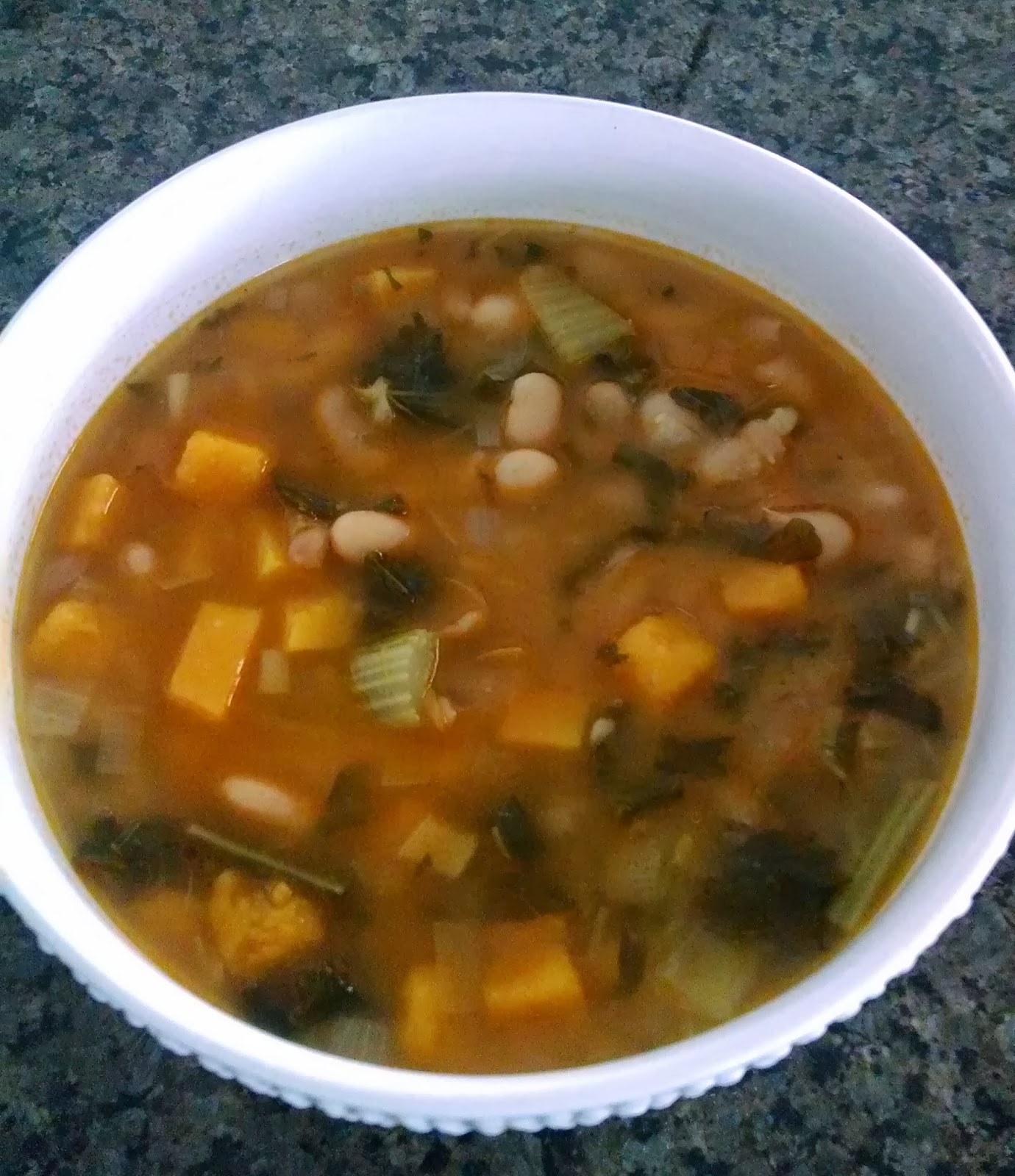 Pers aNatalie Butternut Squash, Kale and Bean Soup