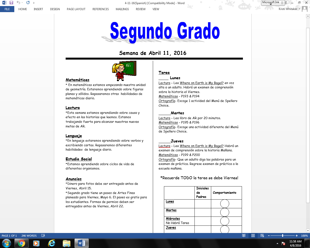 Mrs. Whitaker's 2nd Grade