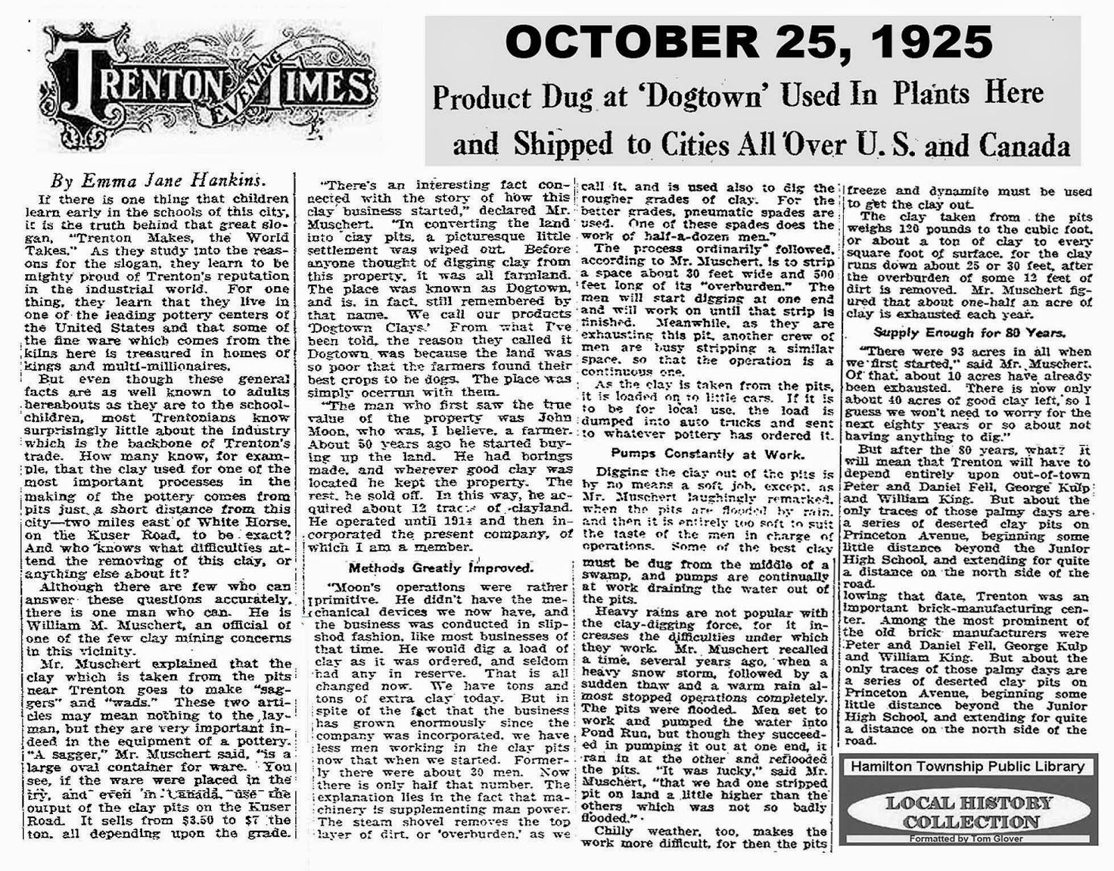 TOM GLOVER'S HAMILTON LIBRARY SCRAPBOOK LOCAL HISTORY WITH A PERSONAL