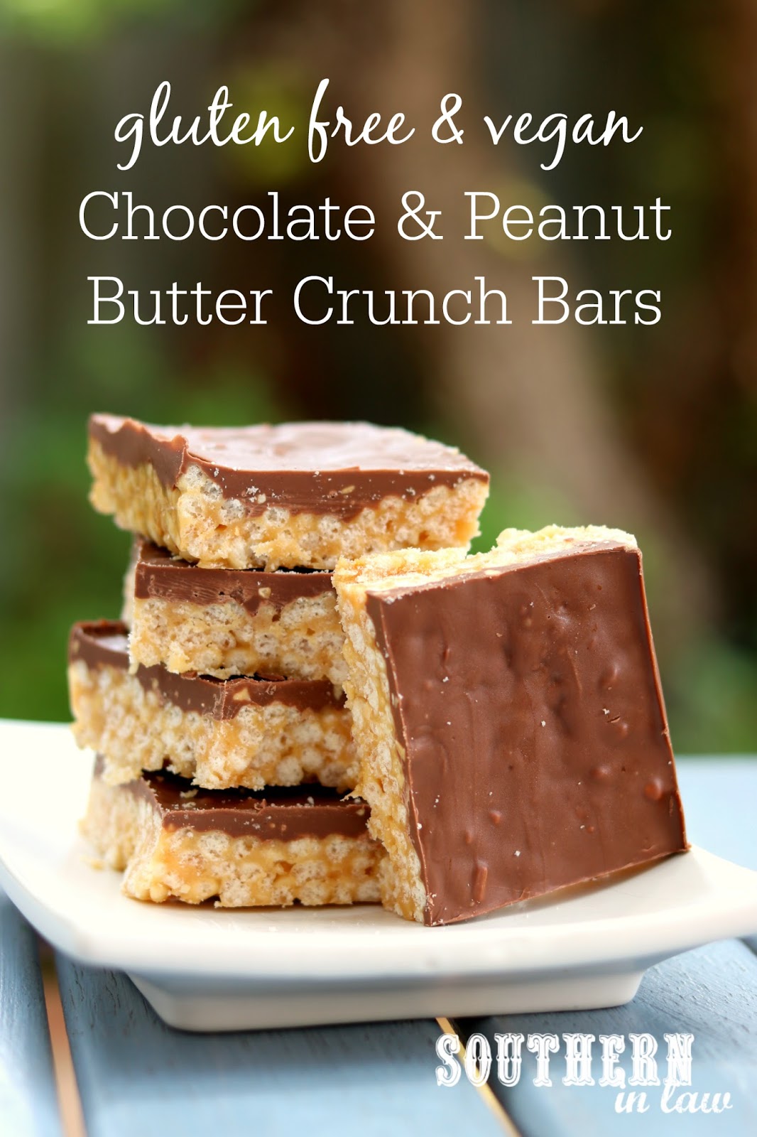 Southern In Law Recipe Vegan Chocolate Peanut Butter Crunch Bars (Gluten Free & Refined Sugar