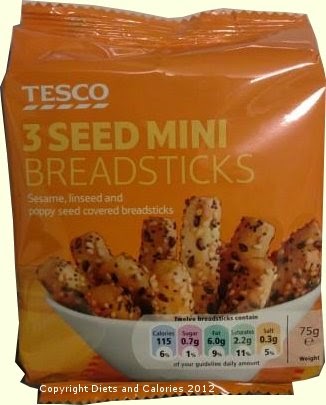 Diets And Calories Tesco 3 Seed Mini Breadsticks