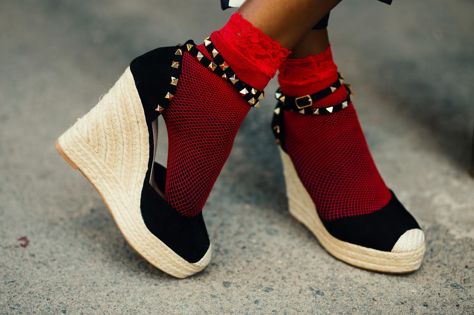 Black Wedge Espadrille With Studs | Melody Jacob