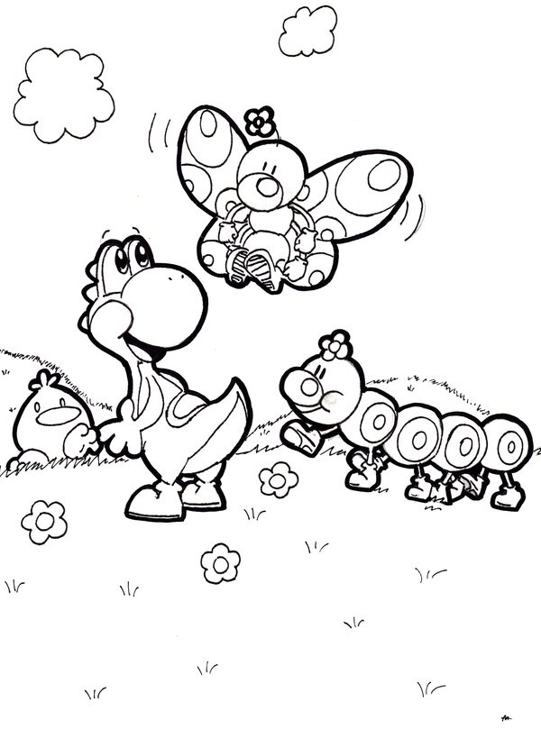 Yoshi en el campo para colorear y pintar - COLOREA TUS DIBUJOS