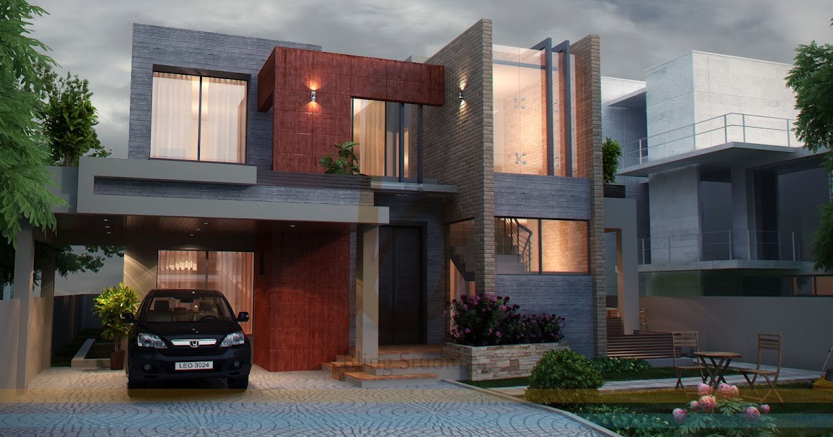 3D Front Elevation com DHA Lahore 1 Kanal Modern 