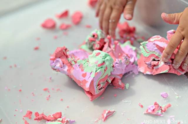 Sensory play idea for kids: soap foam dough recipe from And Next Comes L