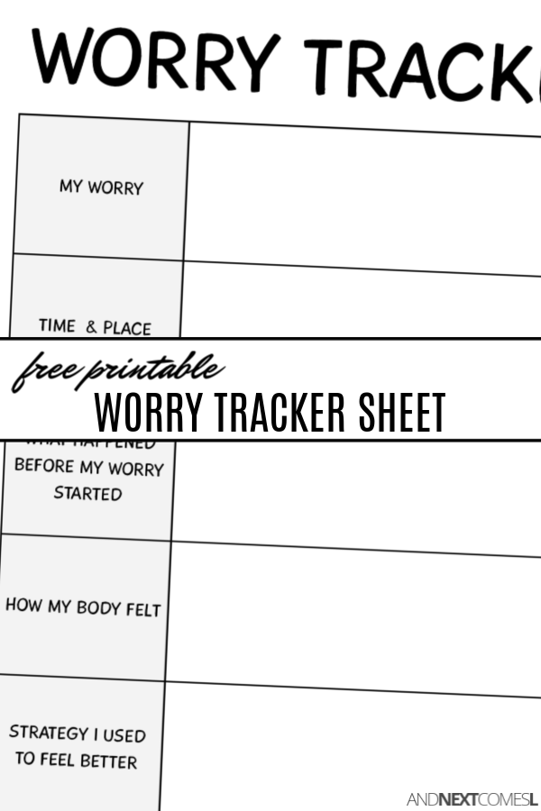 Free printable worry tracker {coping with anxiety worksheets for kids}