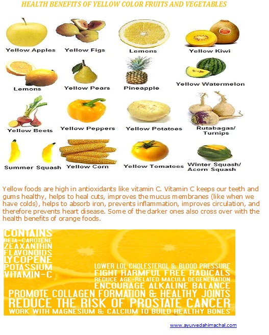 What are the benefits of yellow fruits and vegetables