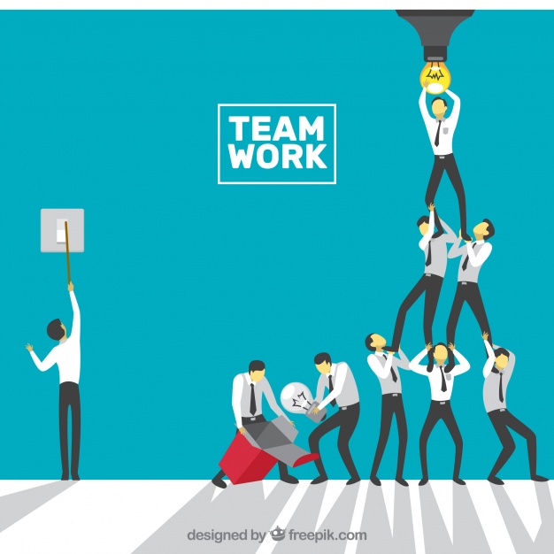 Concept about teamwork, bulb Free Vector