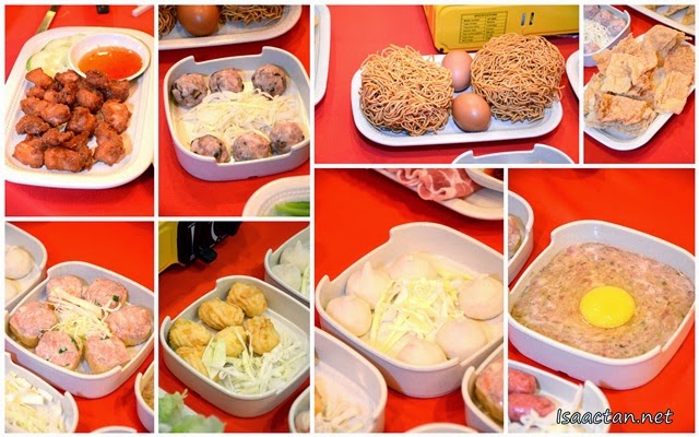 Check out the various ingredients and dishes which can be ordered to be thrown into the hot pot steamboat