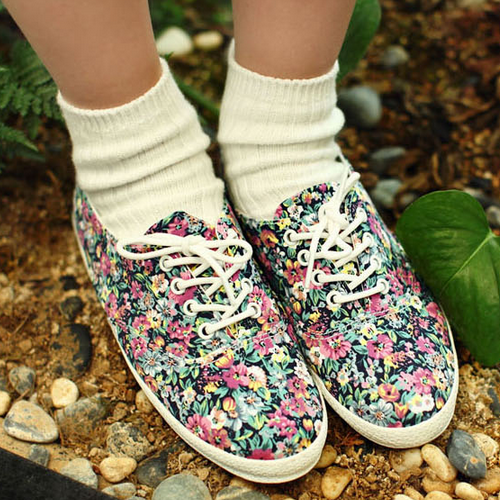 floral canvas trainers