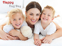 hug day images, mother enjoying happy hug day with her two little children