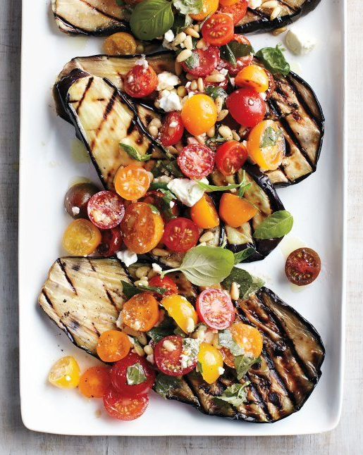 Grilled Eggplant with Tomatoes, Basil, and Feta - HealthyRecipesFlatley