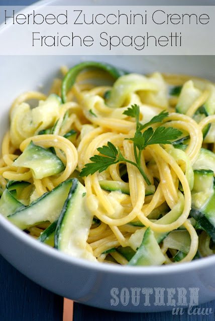Herbed Zucchini Creme Fraiche Spaghetti Recipe - Healthy, Gluten Free, Low Fat
