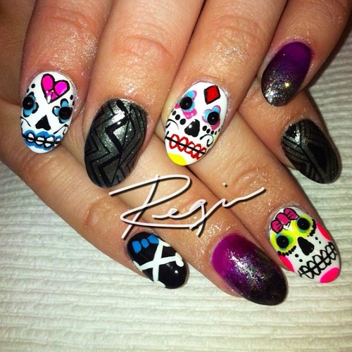 skull nail art,skull nail art,skull nail art tutorial,skull nail art 