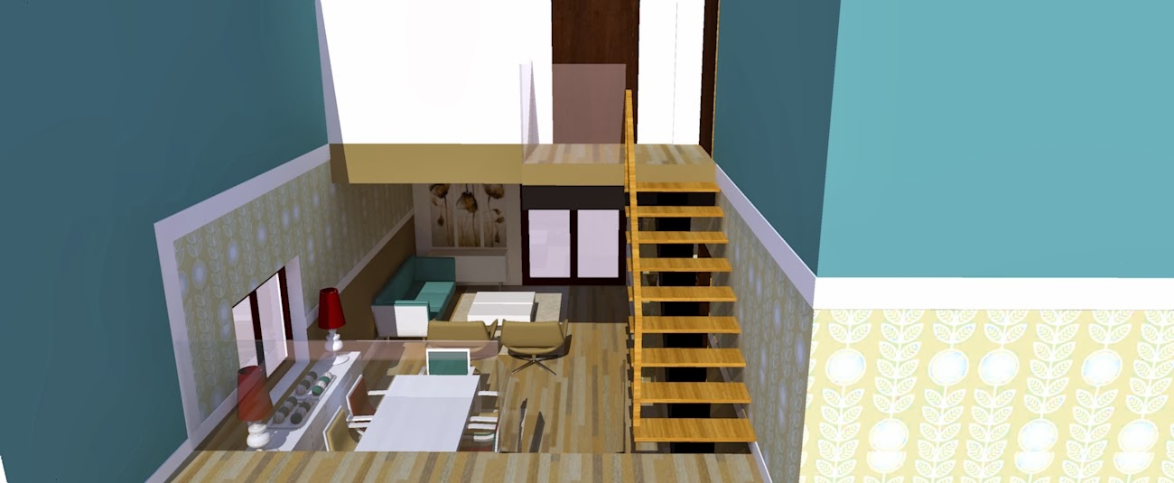 Proyecto Renderizado: "Sal贸n-comedor Cristina y Manuel.Soluci贸n Lacado. Rendering Project: "Living room Cristina and Manuel. Lacquer Solution.".