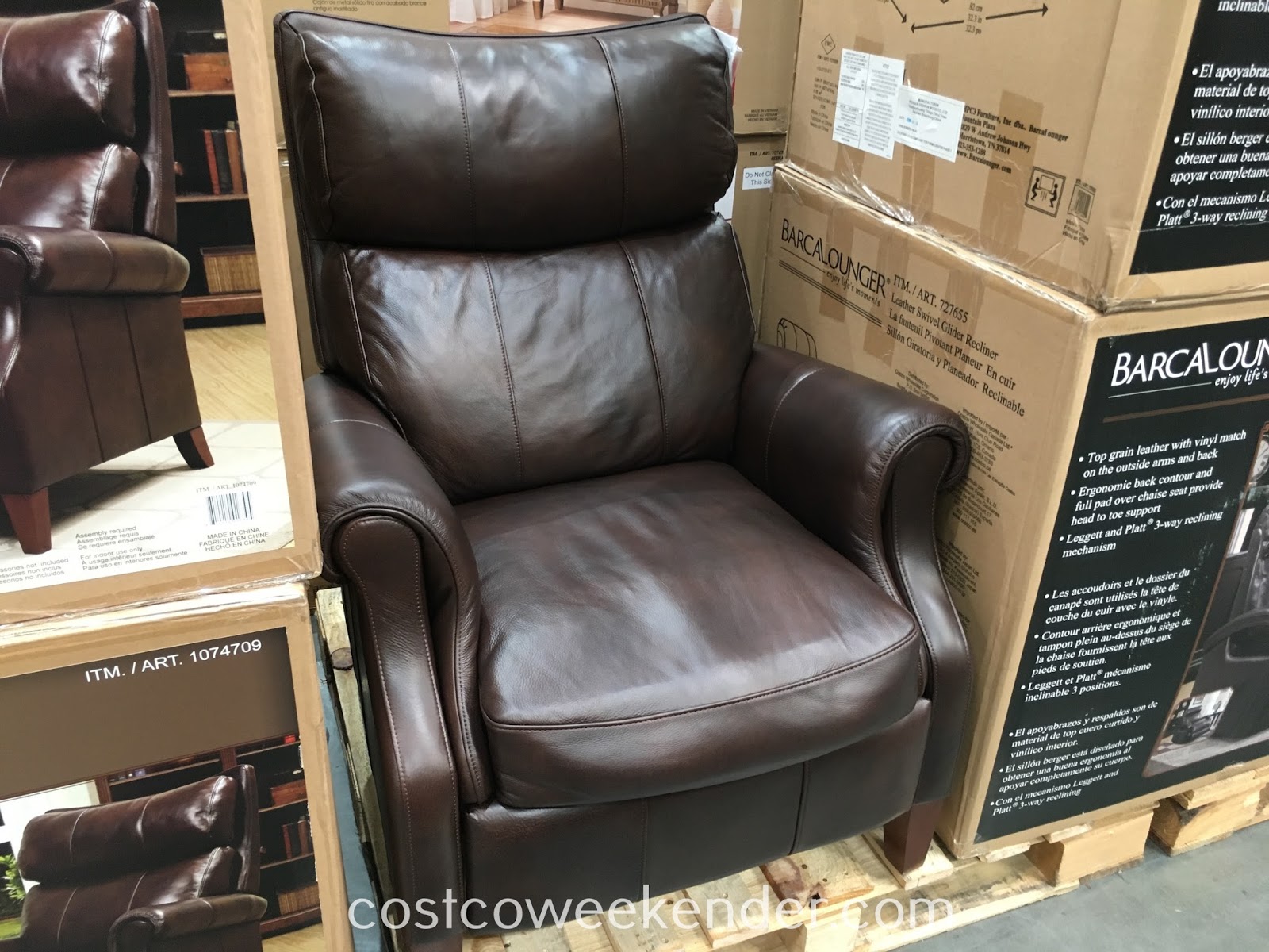Synergy Home Leather Pushback Recliner Chair Costco Weekender