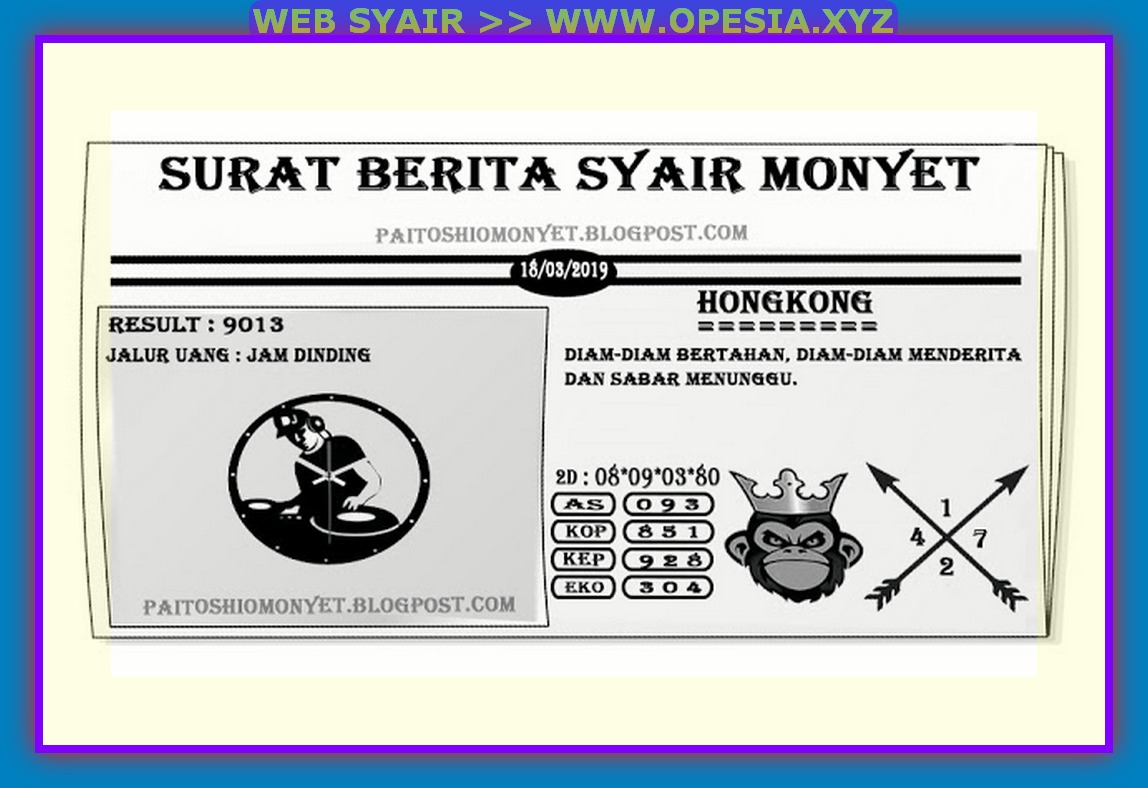Kode Syair hongkong Senin 18 Maret 2019 GOsyair SEDIA
