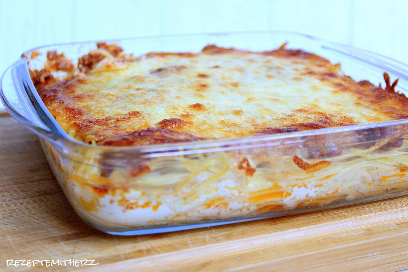 Rezepte mit Herz: Spaghetti Auflauf mit viel Käse