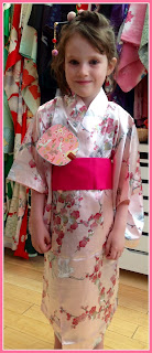 Little Girl wearing Japanese Kimono from Kimono House NY