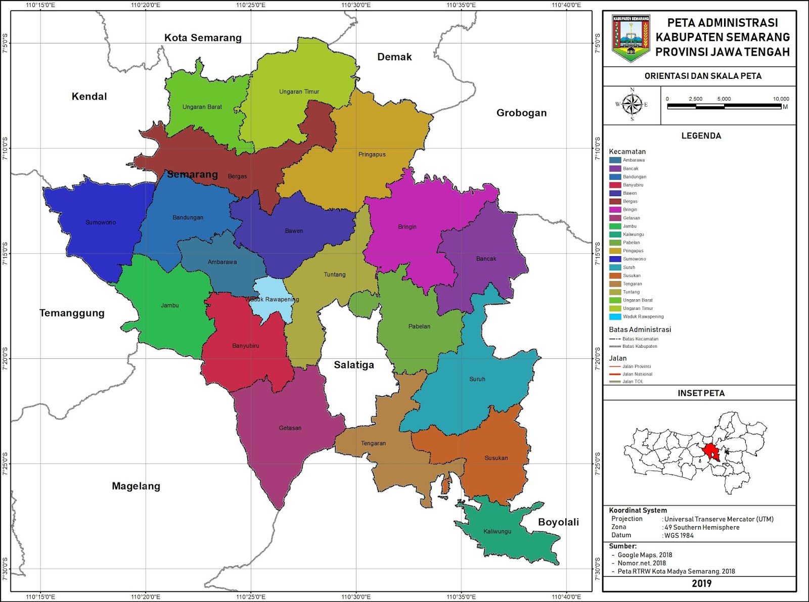 Peta Administrasi Kabupaten Semarang Provinsi Jawa Tengah Neededthing