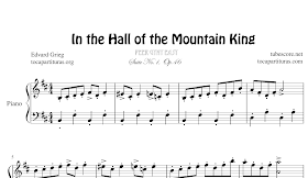  In the hall of the mountain king by Edward Grieg (Peer Gynt Suite Nº 1 Op.46) Easy Piano Sheet Music for Beginners