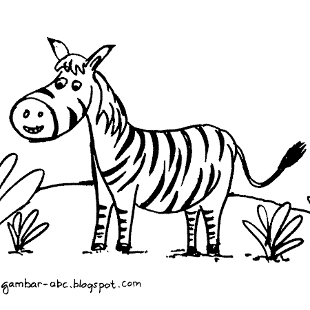 Sketsa Gambar Mewarnai Kartun Terbaru Zebra Binatang